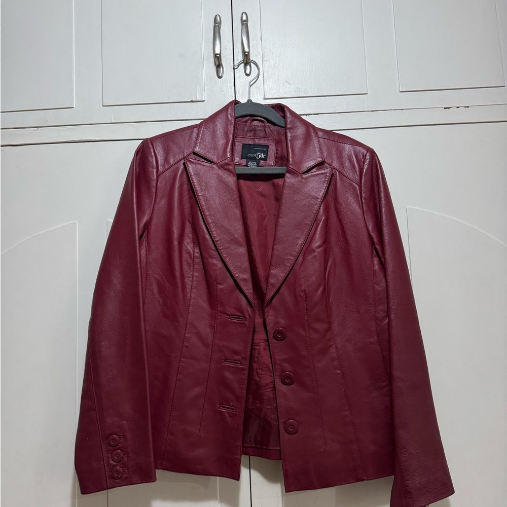 East 5th Red Leather Blazer Jacket
